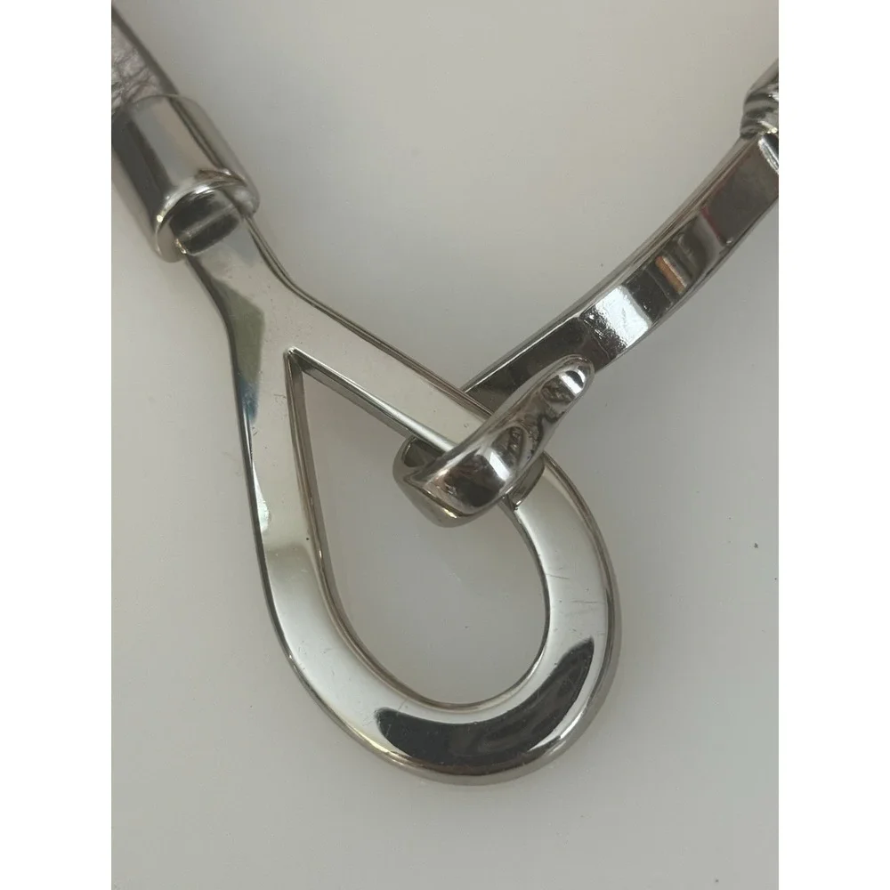 Silver Tone Reptile Print Leather Adjustable Metal Belt Hook Closure‎ OS to 38